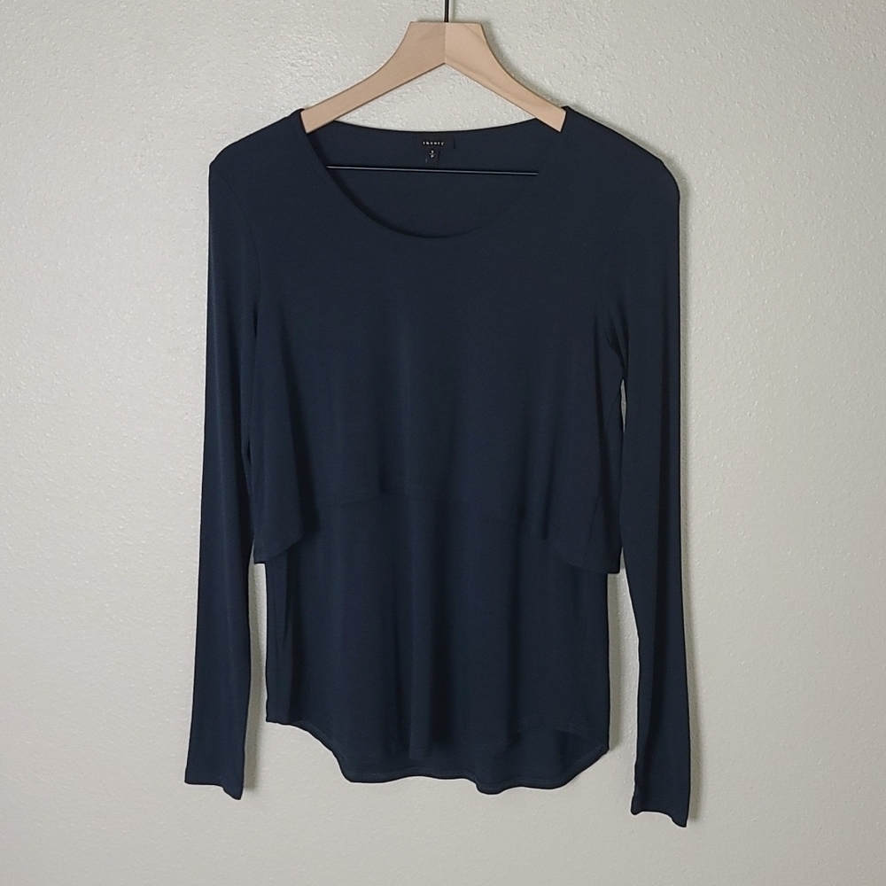 Theory Chevak Tiered Viscose Longsleeve Top